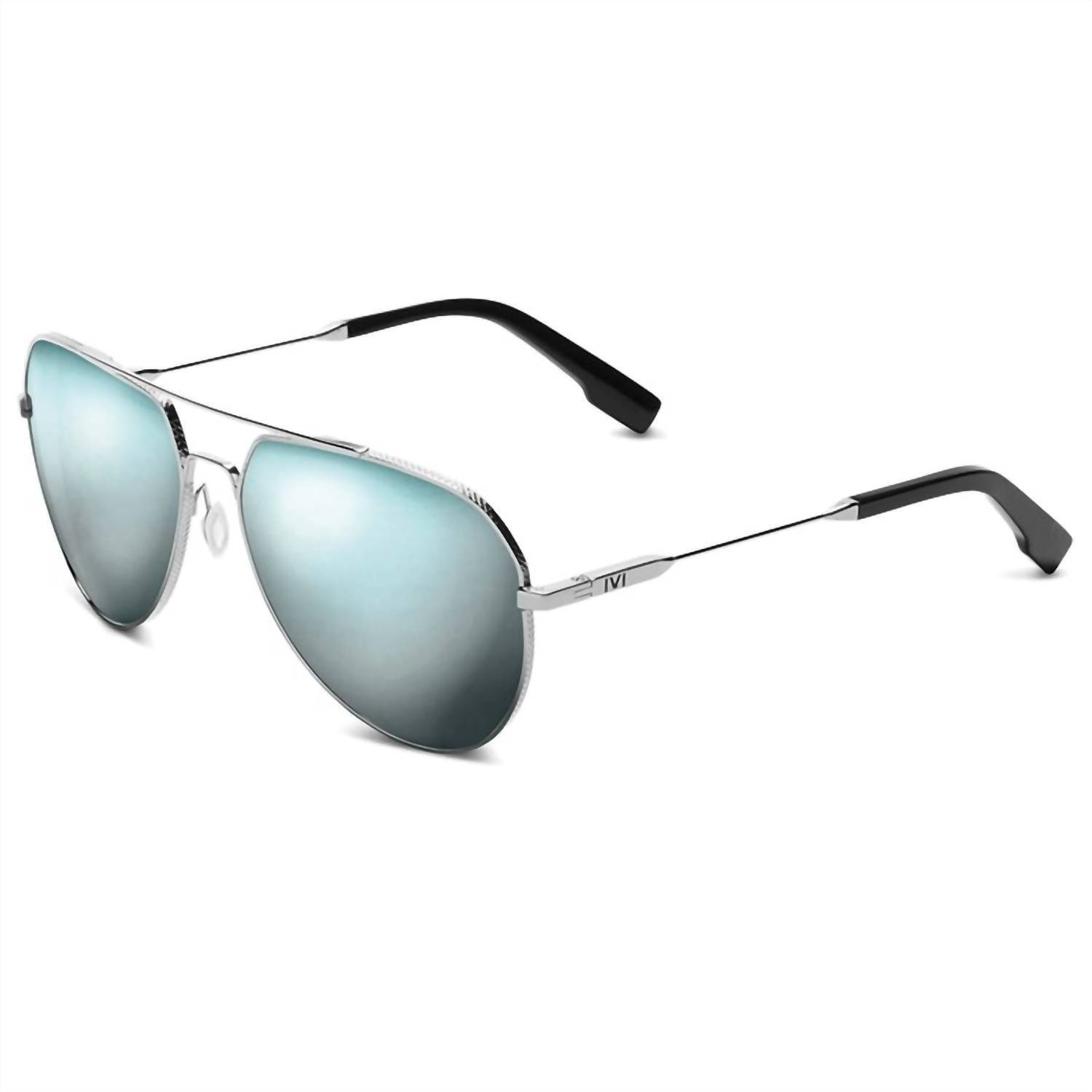 New Ivi Vision Unisex Blake Aviator Sunglasses In Chome/ Blue Chrome Flash Lens